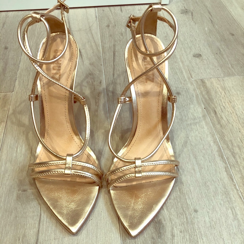 Schutz Gold Strappy Heels
